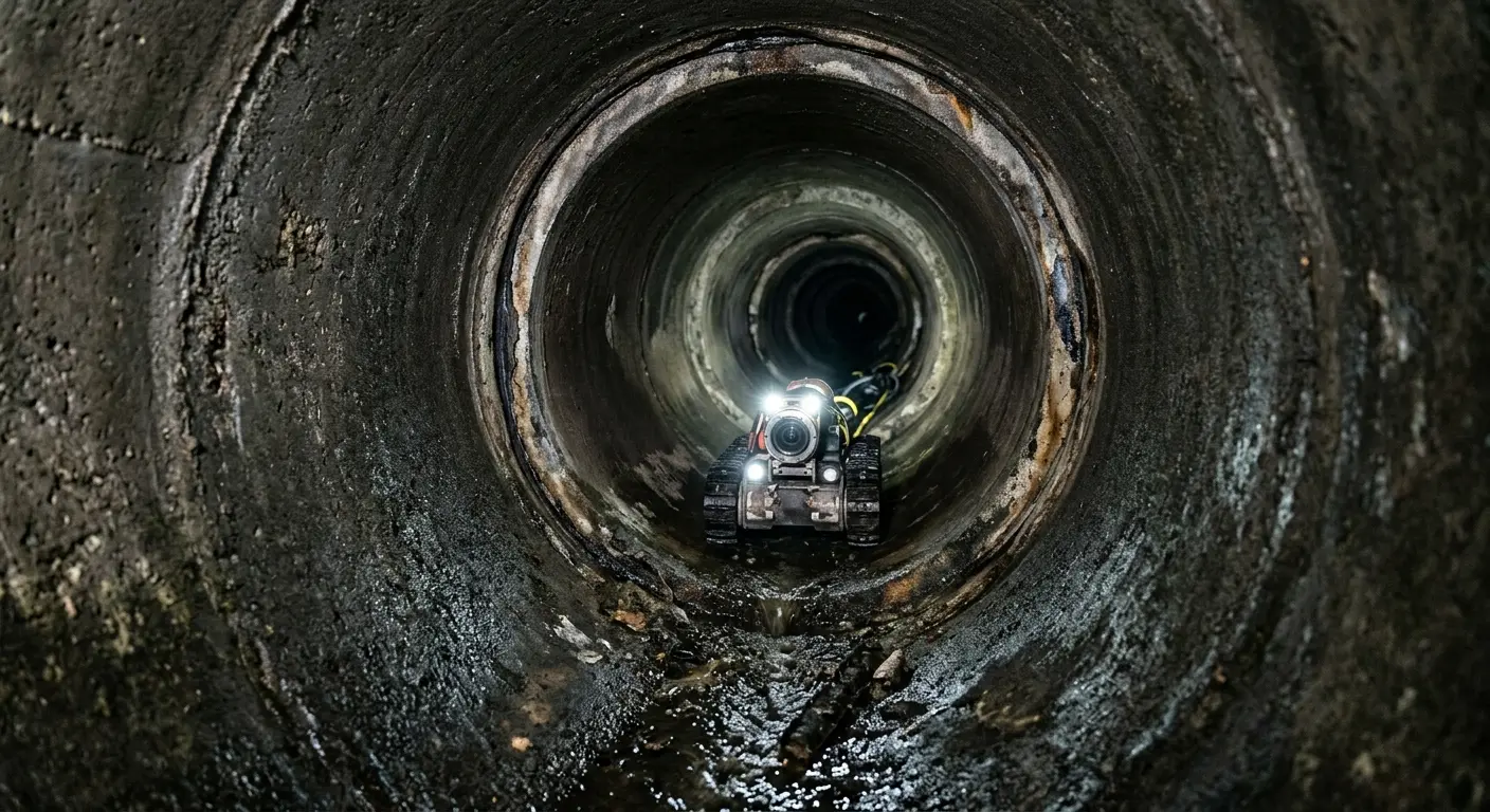 Robotic sewer camera inspecting pipe interior for Drain Snake Service in Evans
